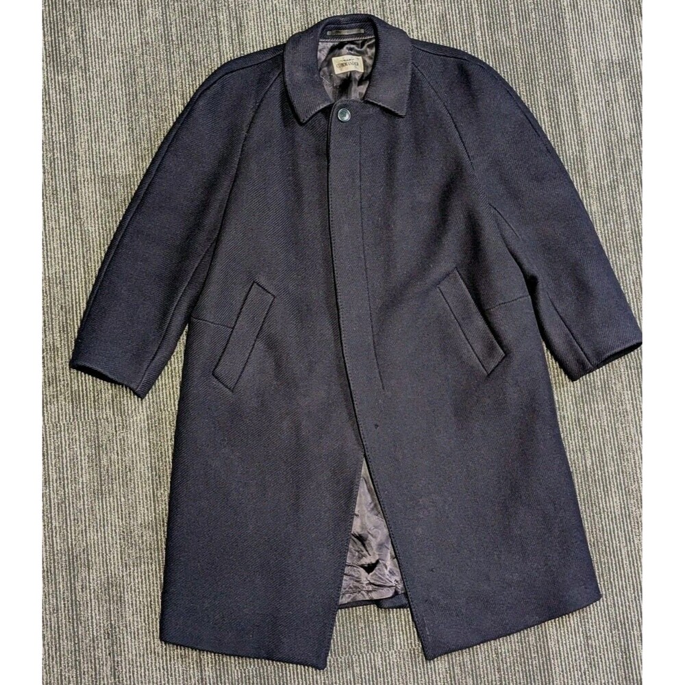 COMMANDER CROMBIE Long NAVY BLUE‎ HEAVY WOOL COVERT COAT 53 / Lg GERMAN Military
